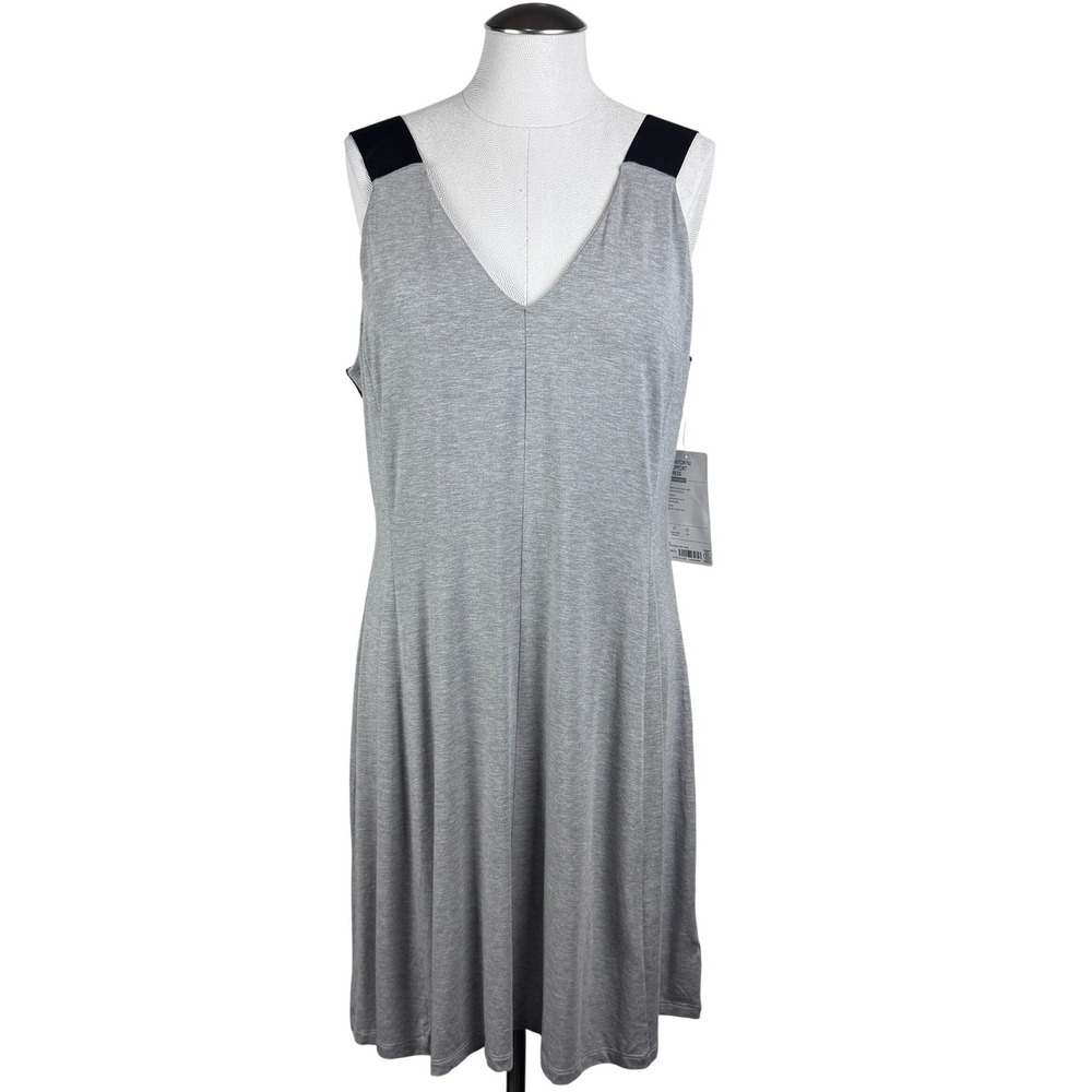 Athleta Santorini Support Dress Grey Sleeveless‎ V-Neck Built-in Bra Size L